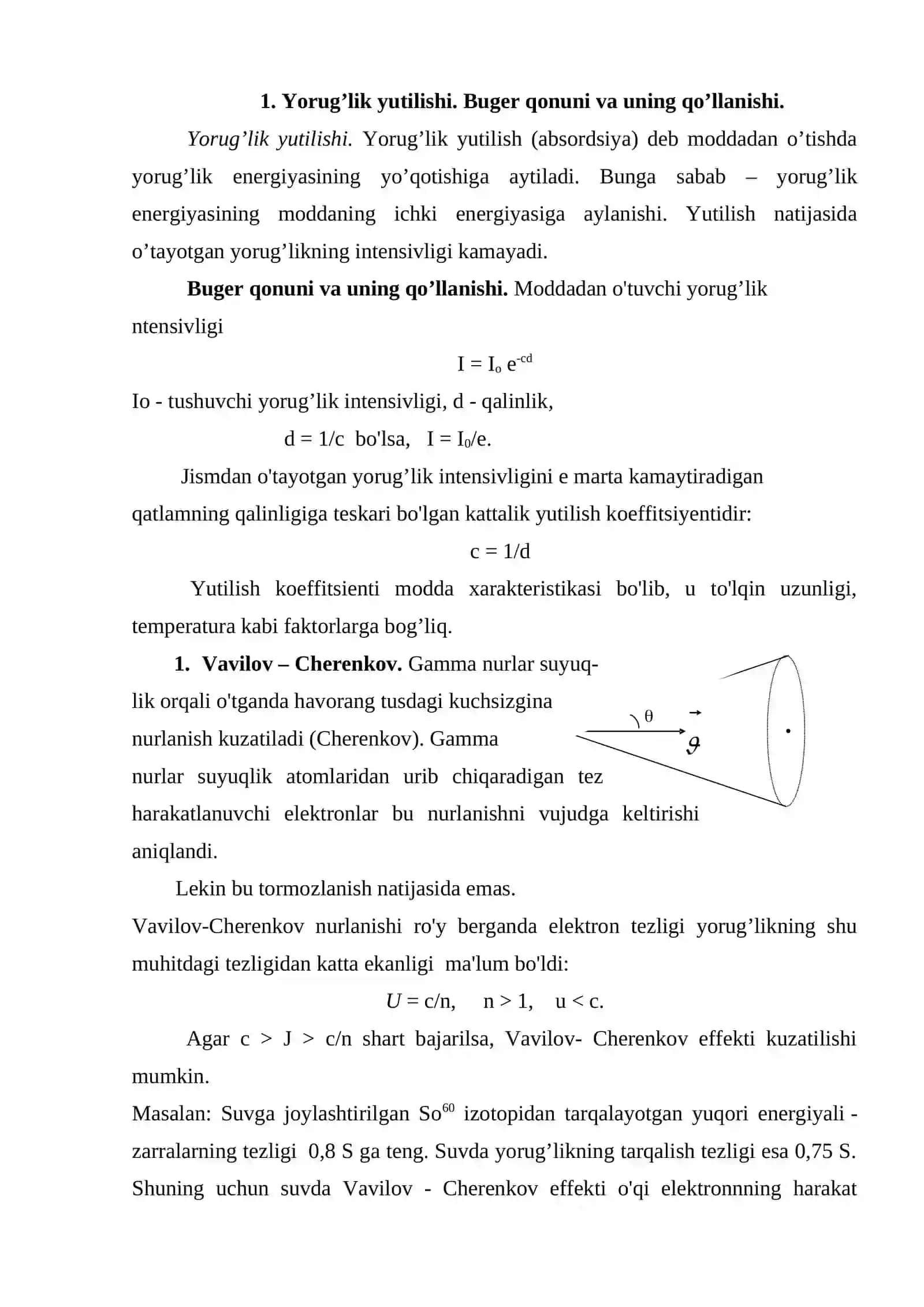 Yorug’likning yutilishi 2