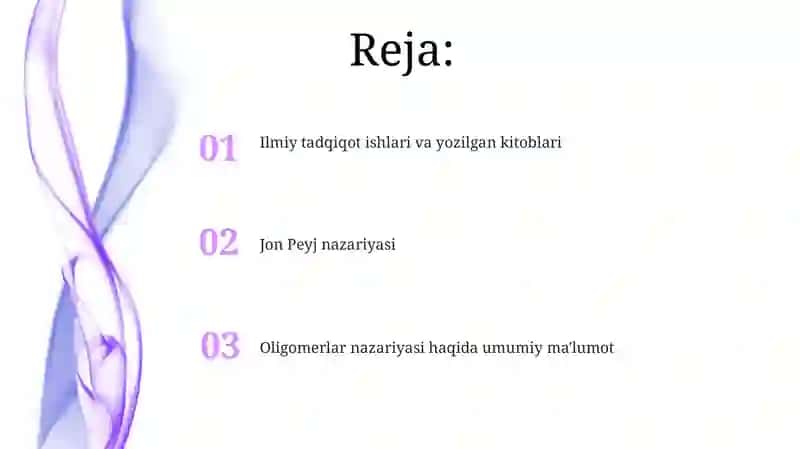 Oligomerlar nazariyasi haqida umumiy ma'lumot 2