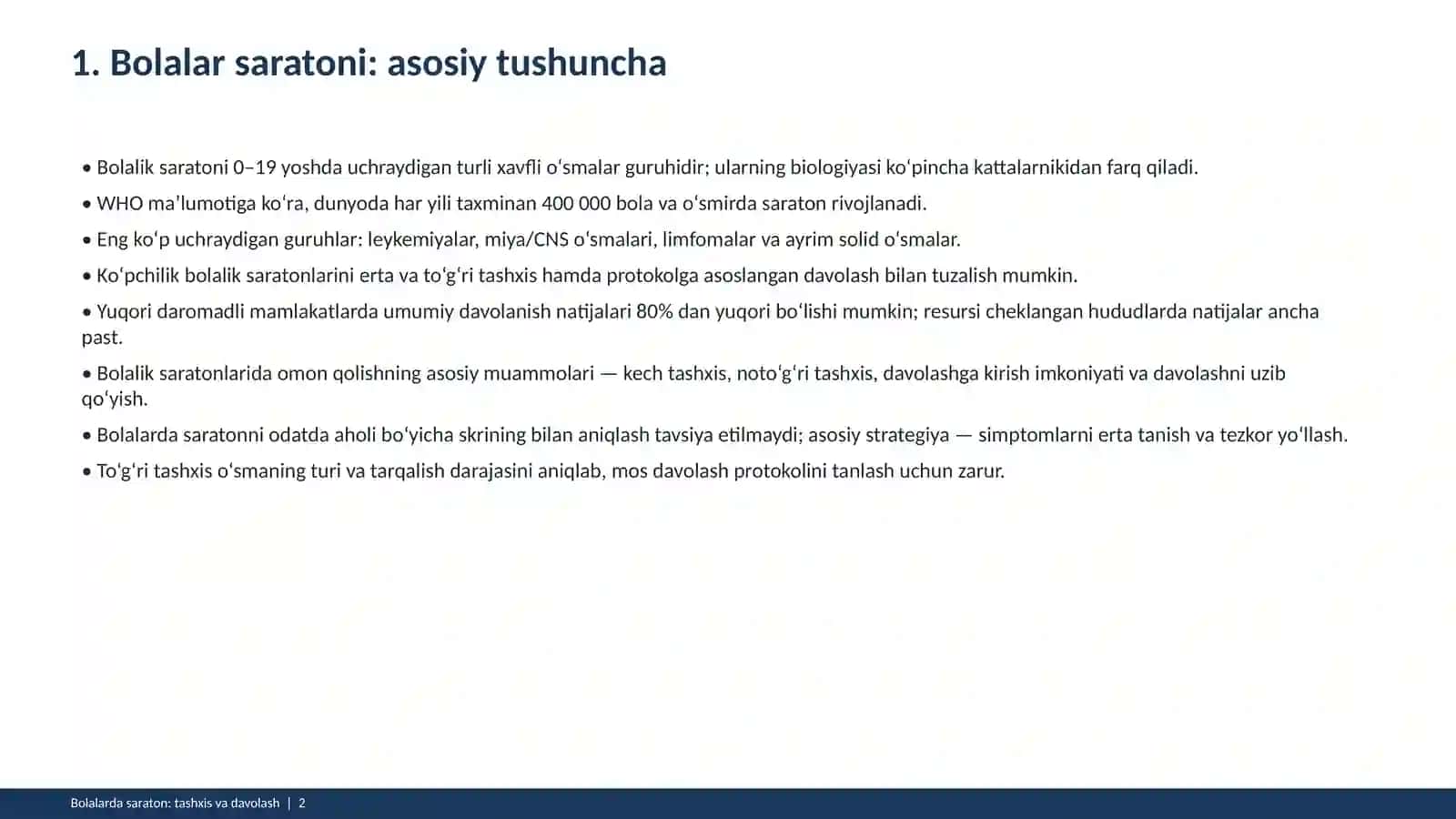 Bolalarda saratonga tashxis qo‘yish va davolash 2