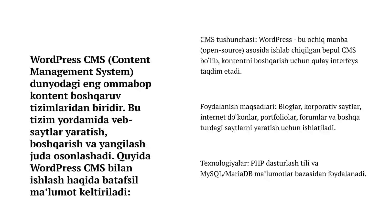 WordPress haqida umumiy tushuncha 2