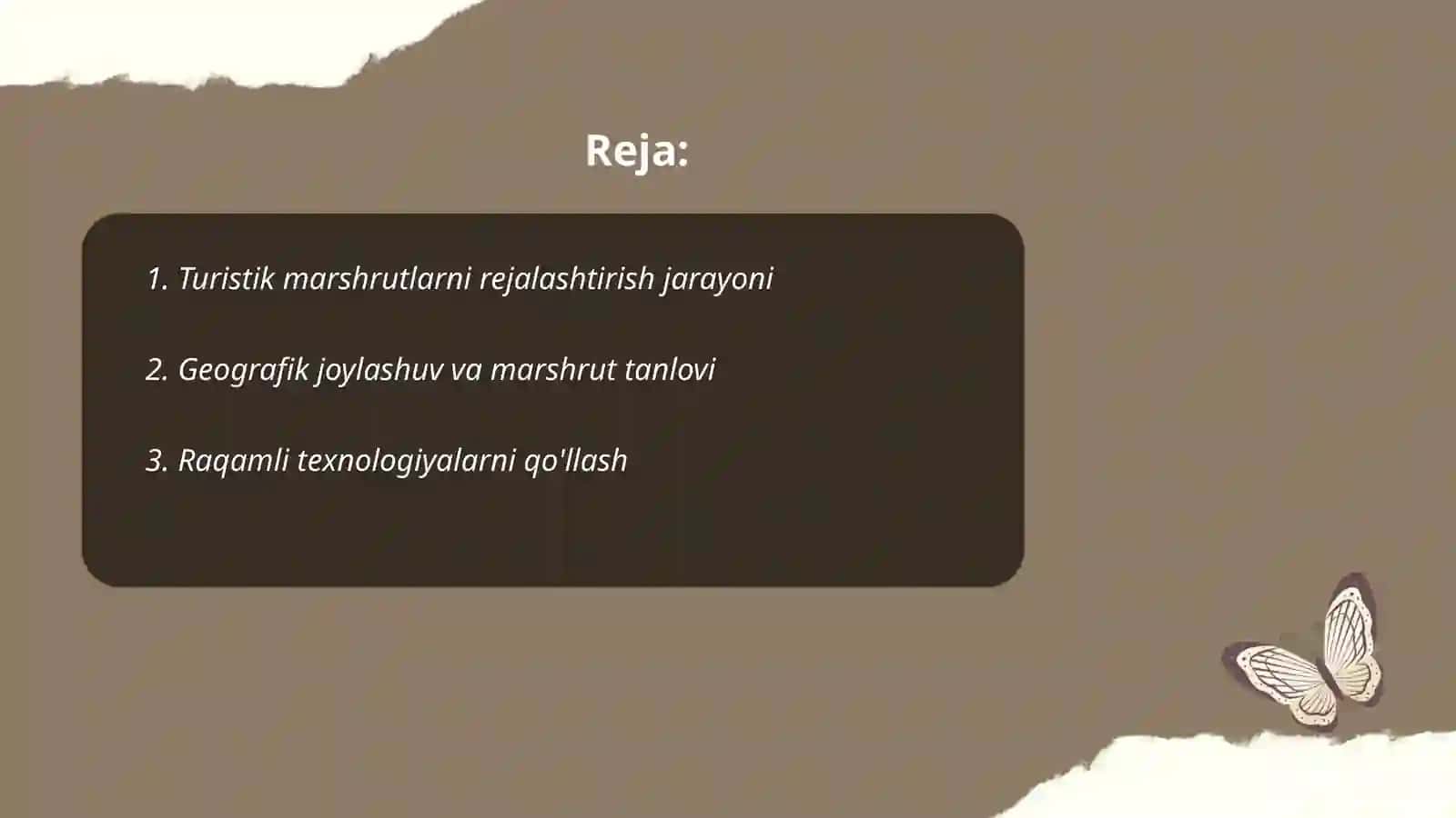 Turistik marshrutlarni ishlab chiqarish usullari 2