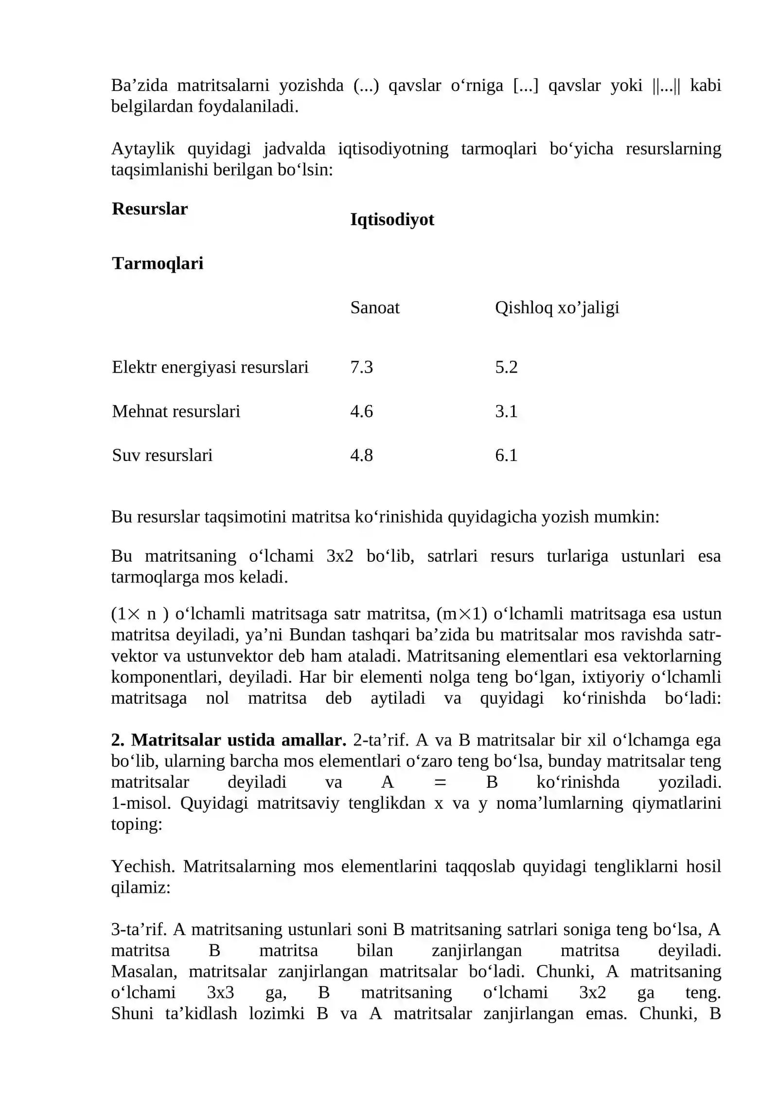 Matritsalarni yechish usullari 2