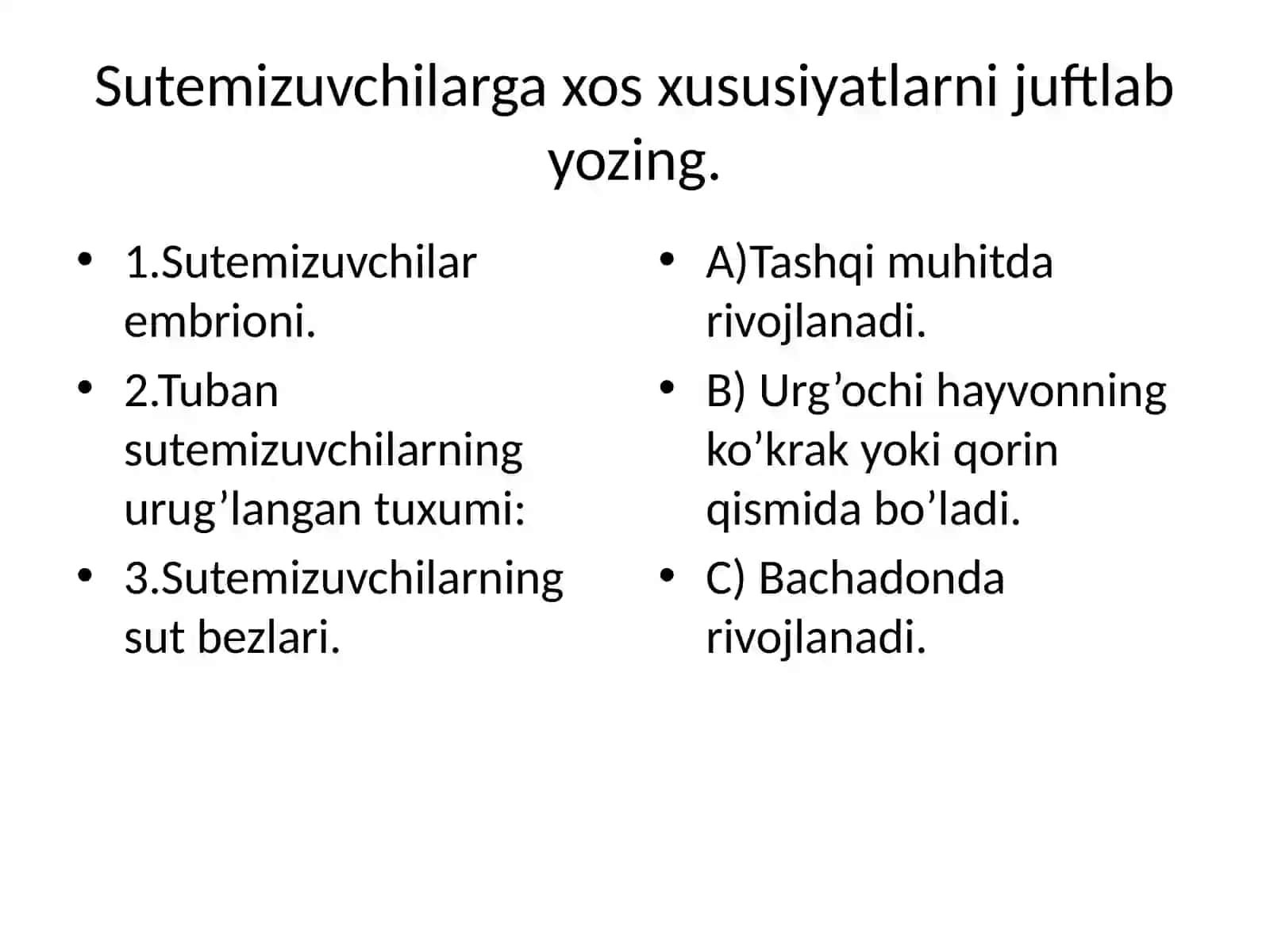 Sutemizuvchilarning xilma-xilligi: tuxumqo’yuvchilar, xaltalilar yo’ldoshlilar 2