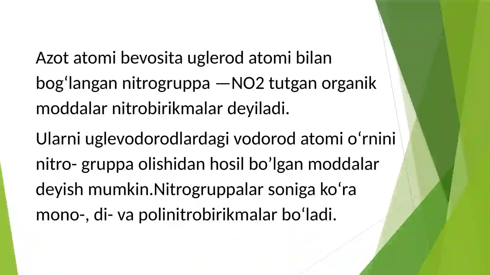 Azotli organik birikmalar. Nitrobirikmalar 2