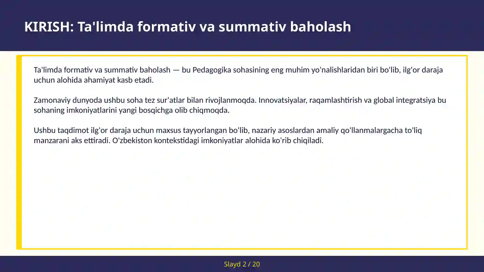 Ta'limda formativ va summativ baholash 2
