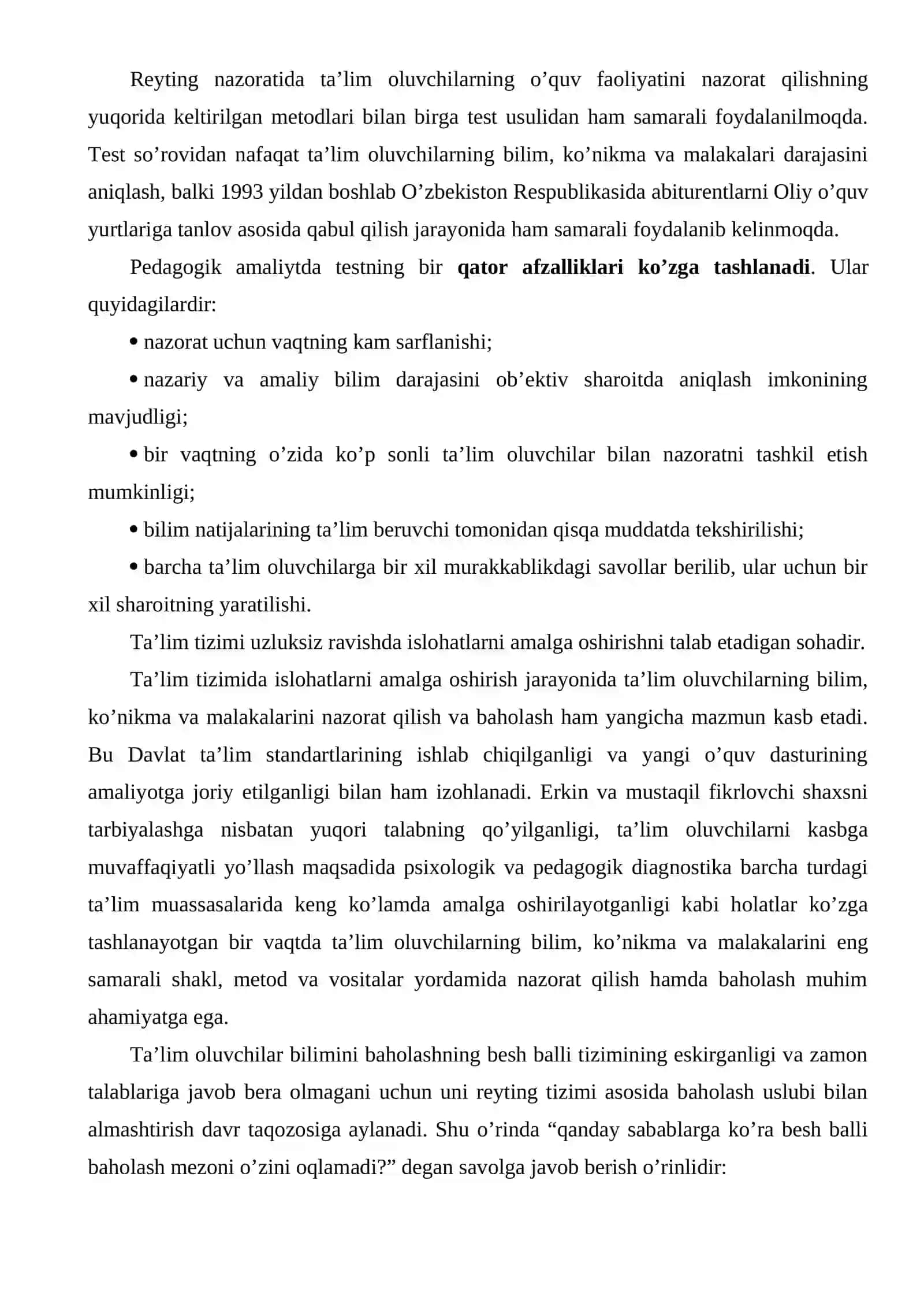 Ta’lim olganlikni nazorat qilish va tashxislash tamoyillari 2