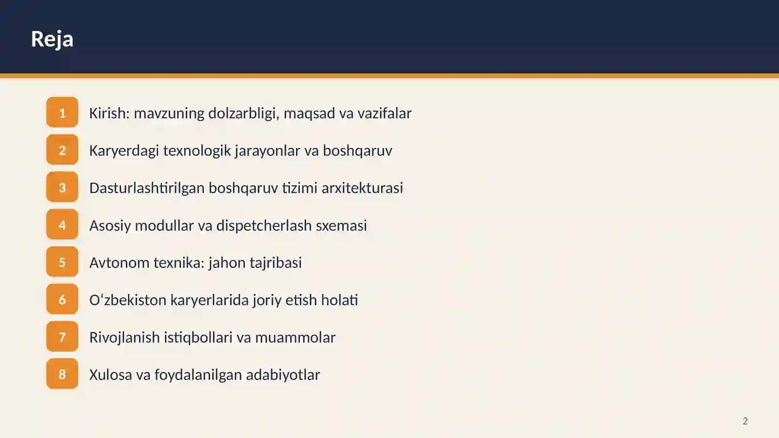 Karyerlarda dasturlashtirilgan boshqaruv tizimini rivojlantirish istiqbollari 2