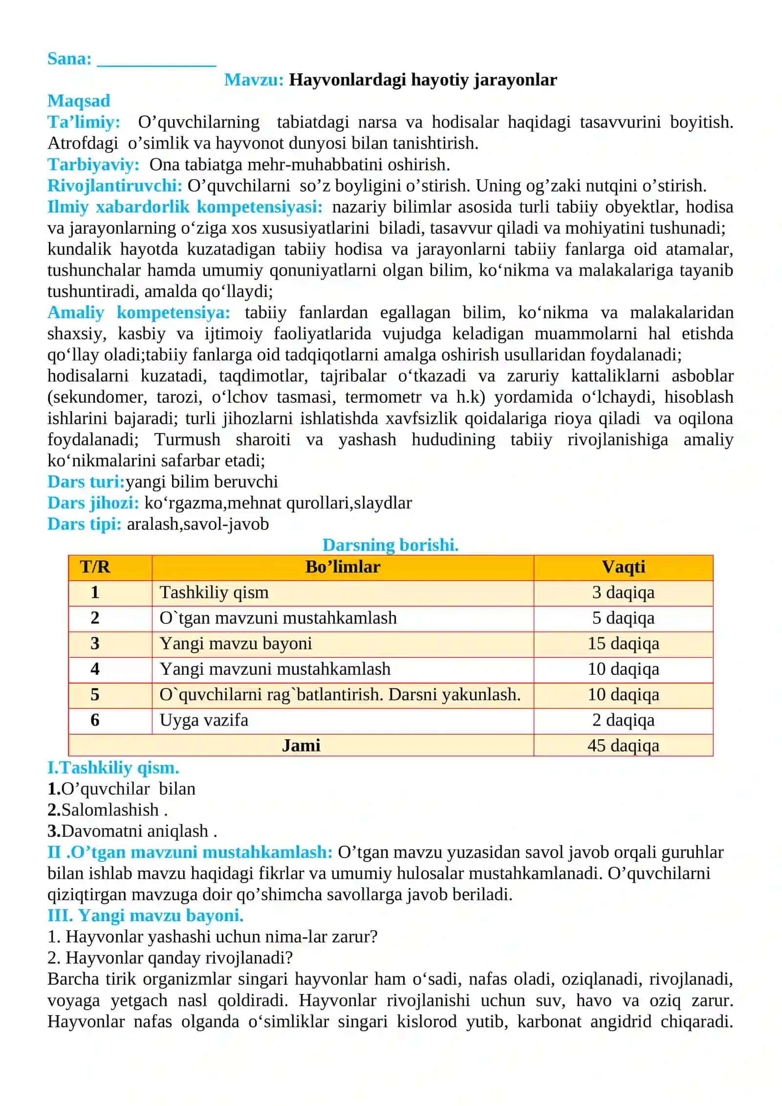 Hayvonlardagi hayotiy jarayonlar 2