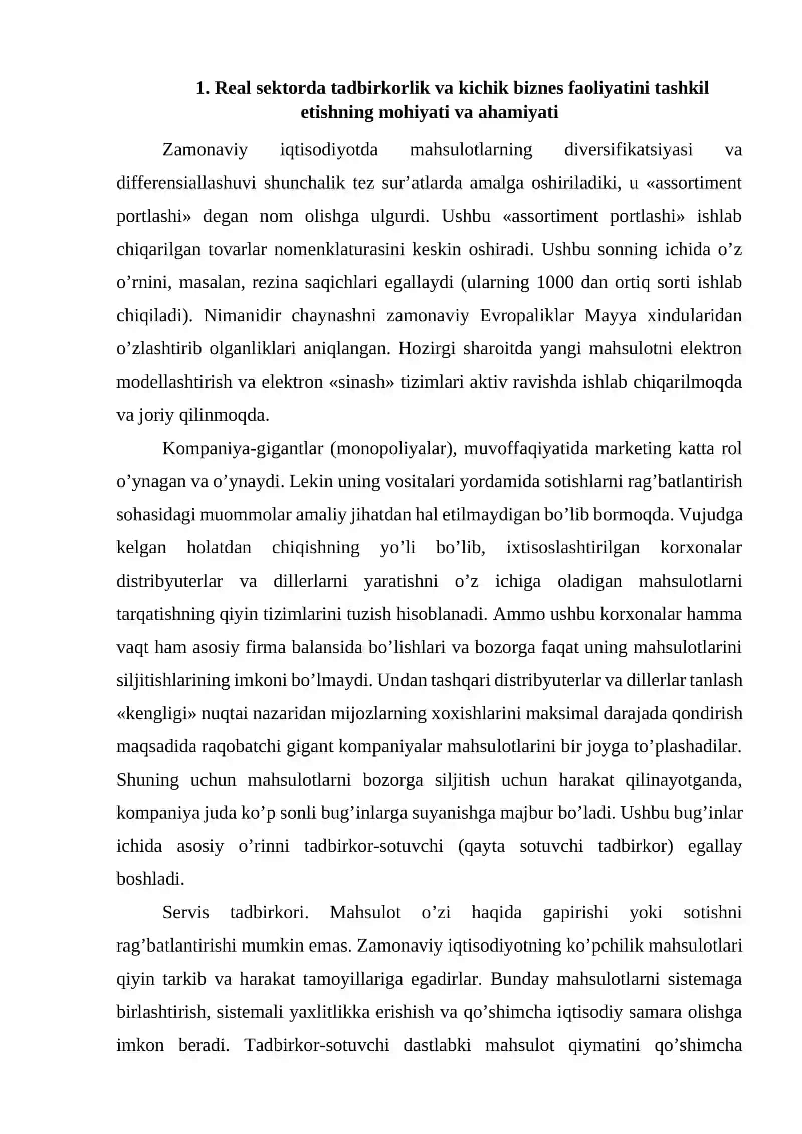 Real sektorda tadbirkorlik va kichik biznes faoliyatini tashkil etish 2