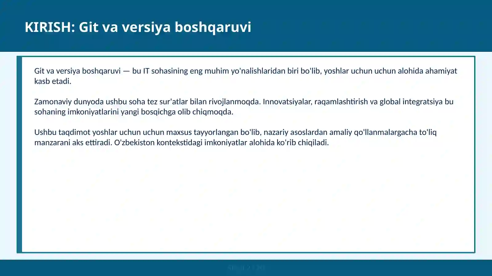 Git va versiya boshqaruv 2