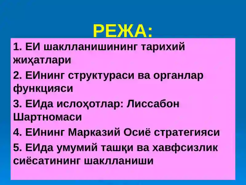ЕВРОПА ИТТИФОҚИ ИЧКИ ВА ТАШҚИ СИЁСАТИ 2