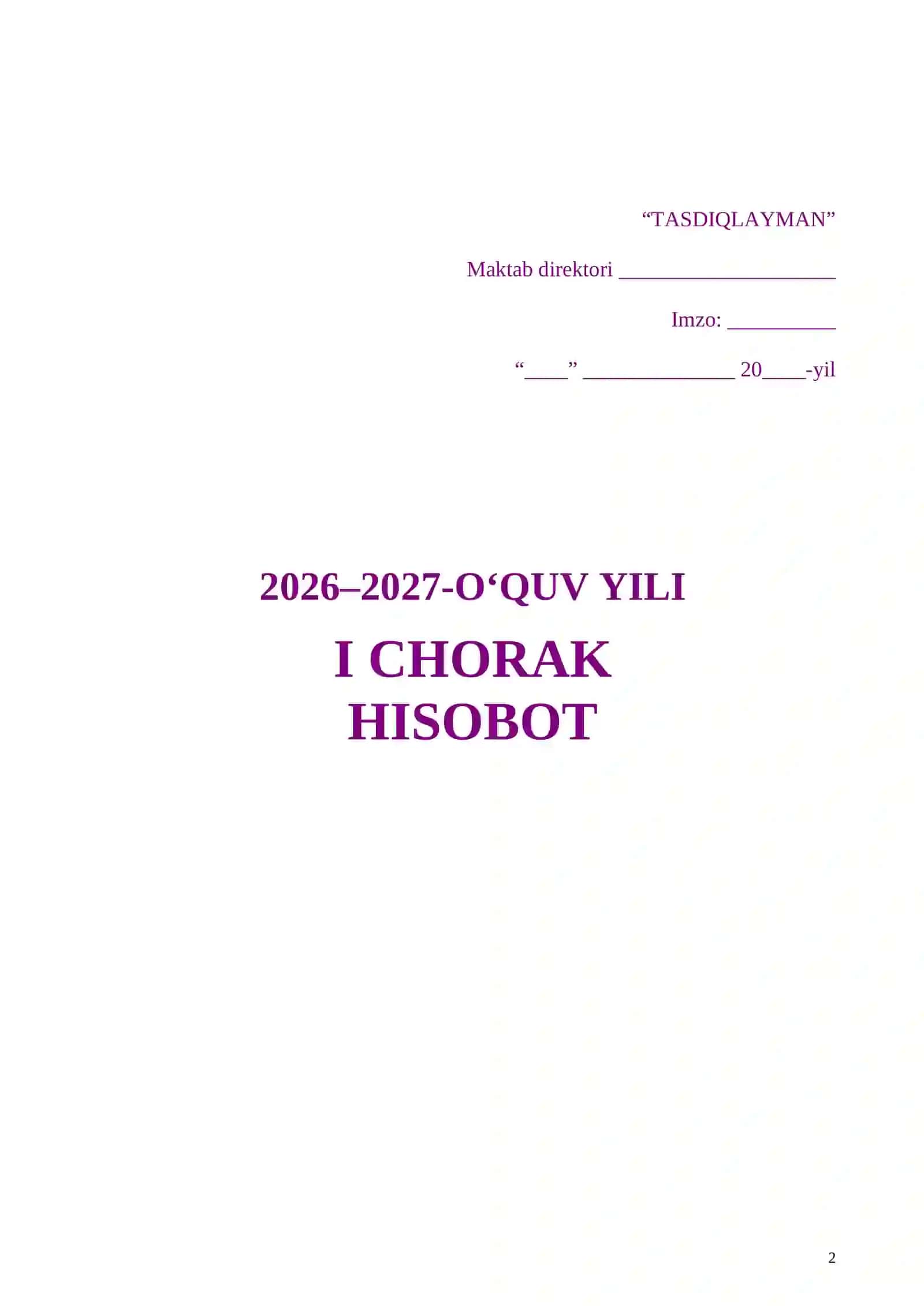 I CHORAKDA AMALGA OSHIRILGAN ASOSIY ISHLAR 2