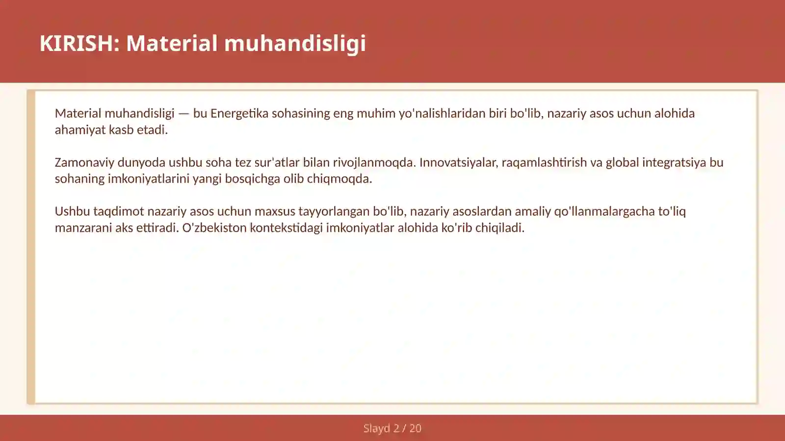 Material muhandisligi 2
