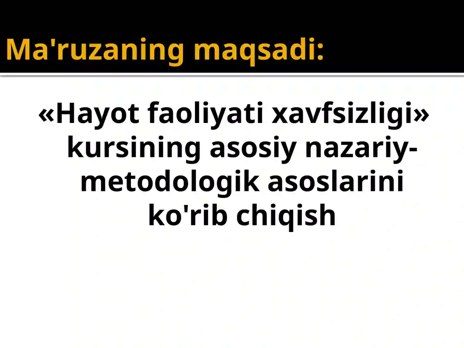 Hayot faoliyati xavfsizligi asosiy qoidalari 2