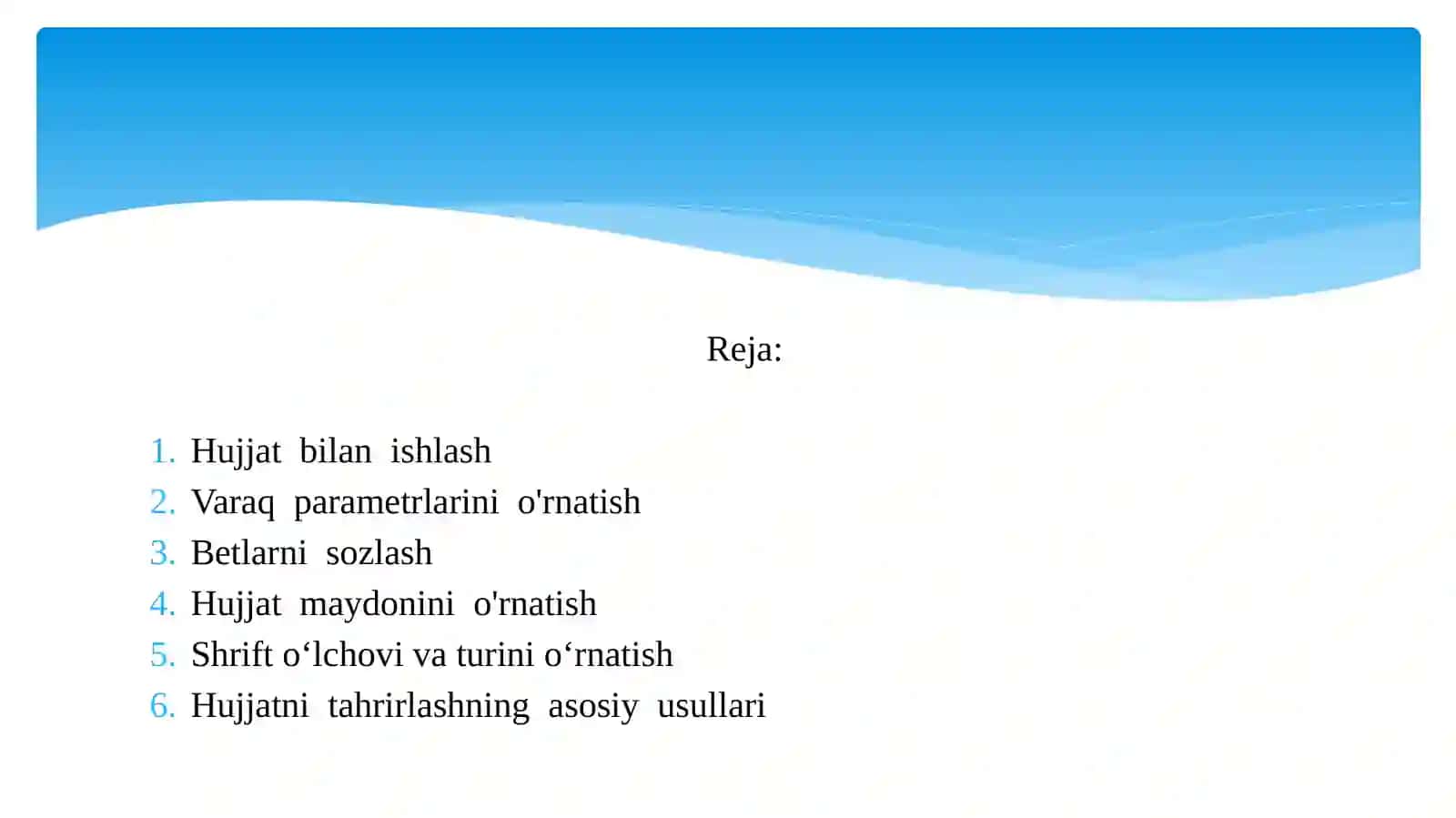 Matnli hujjat bilan ishlashni boshlash 2