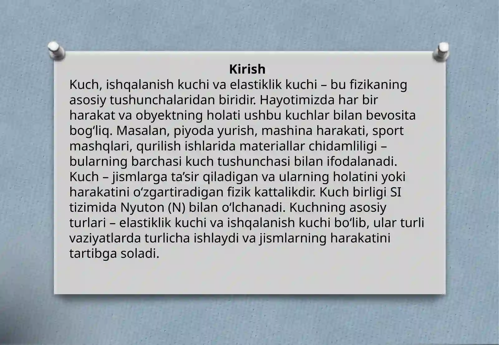 Kuch ishqalanish kuchi  elastilik kuchi 2