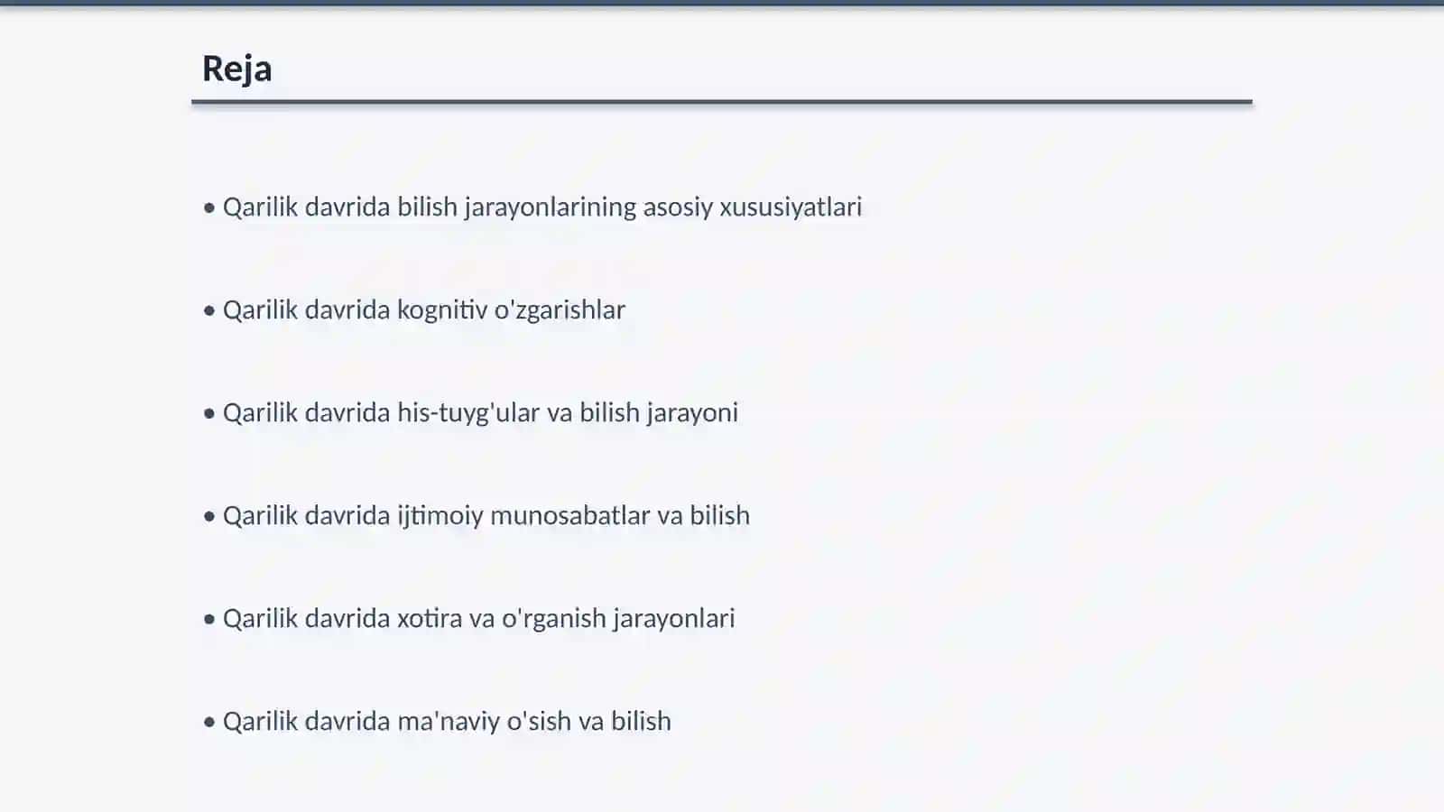 Qarilik davrida bilish jarayonlaridagi oʻzgarishlar 2