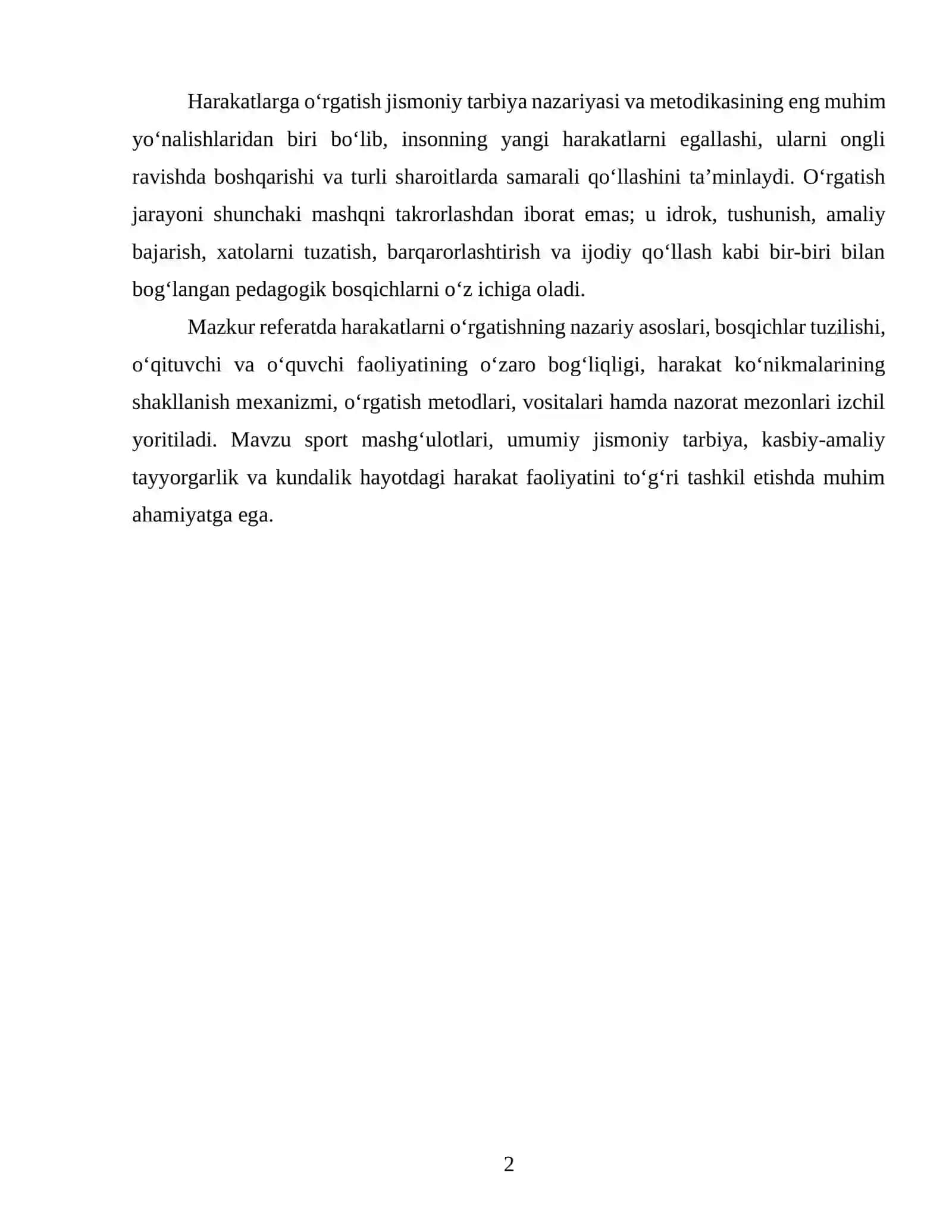 HARAKATLARGA O‘RGATISH BOSQICHLARINING TUZILISH ASOSLARI 2