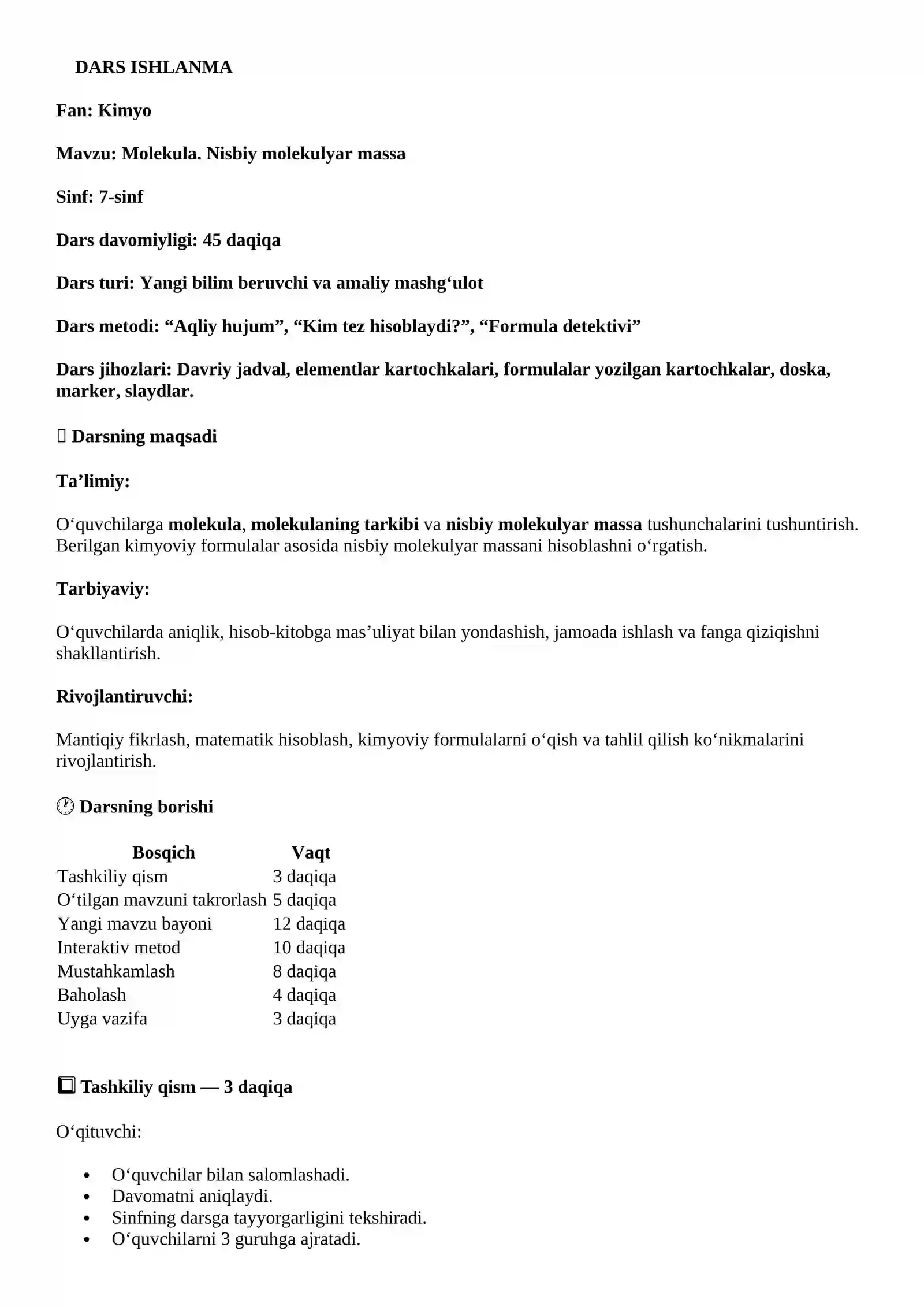 molekula nibiy molekulyar massa 2