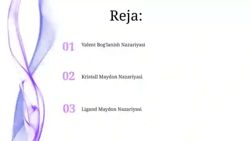 Valent Bog'lanish Nazariyasi 2