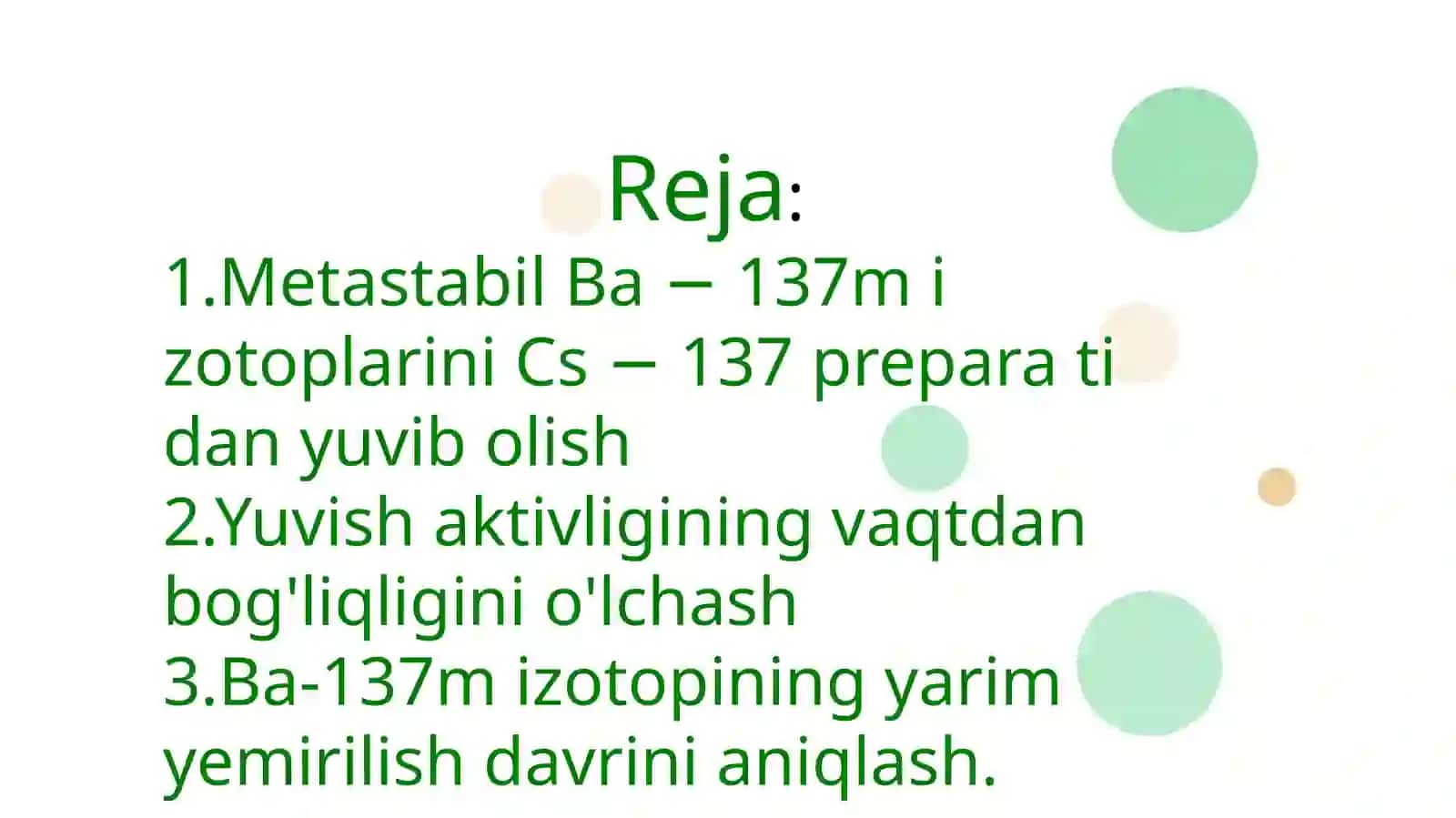 Ba-137ning yarimyashash davrini aniqlash 2