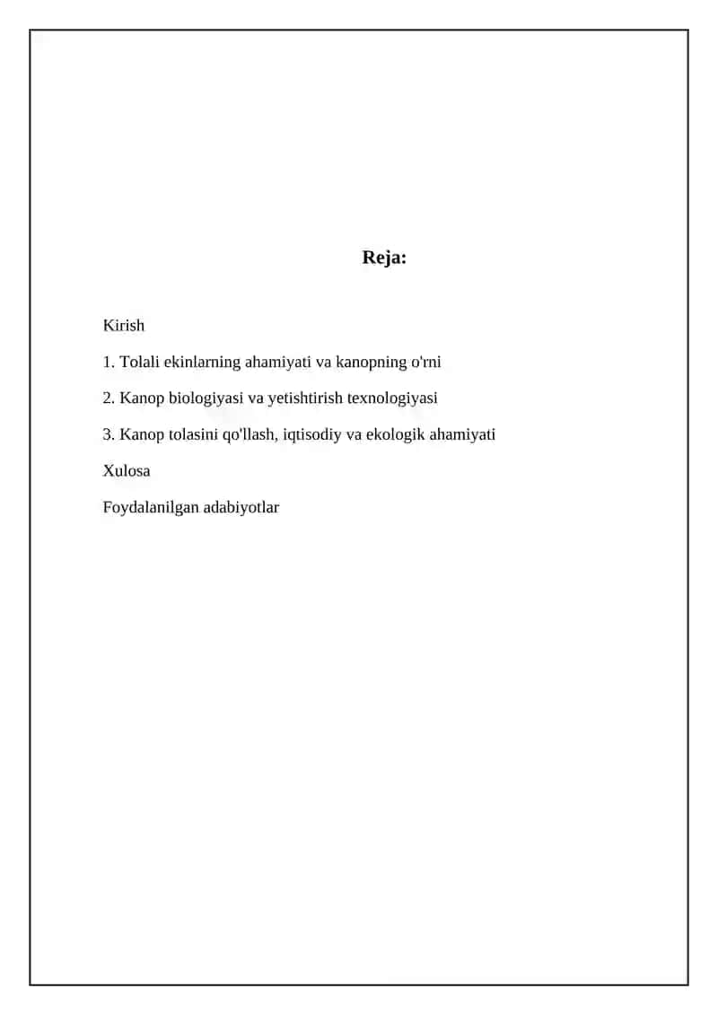 Kanop biologiyasi va yetishtirish texnologiyasi 2