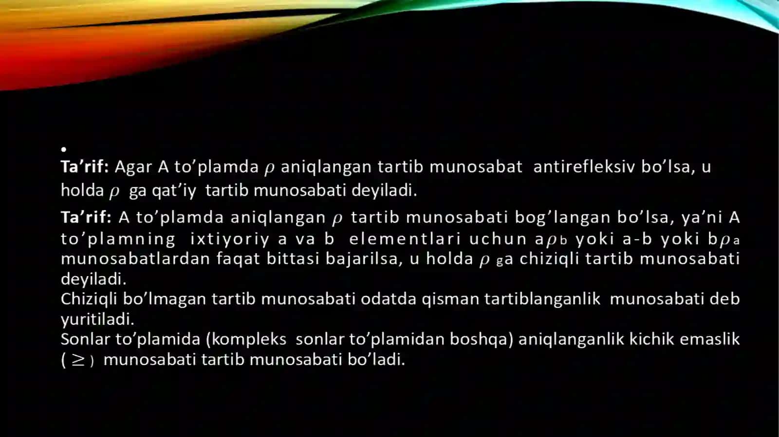 Tartibmunosabatturlari.qismantartiblanganto’plamlar 2