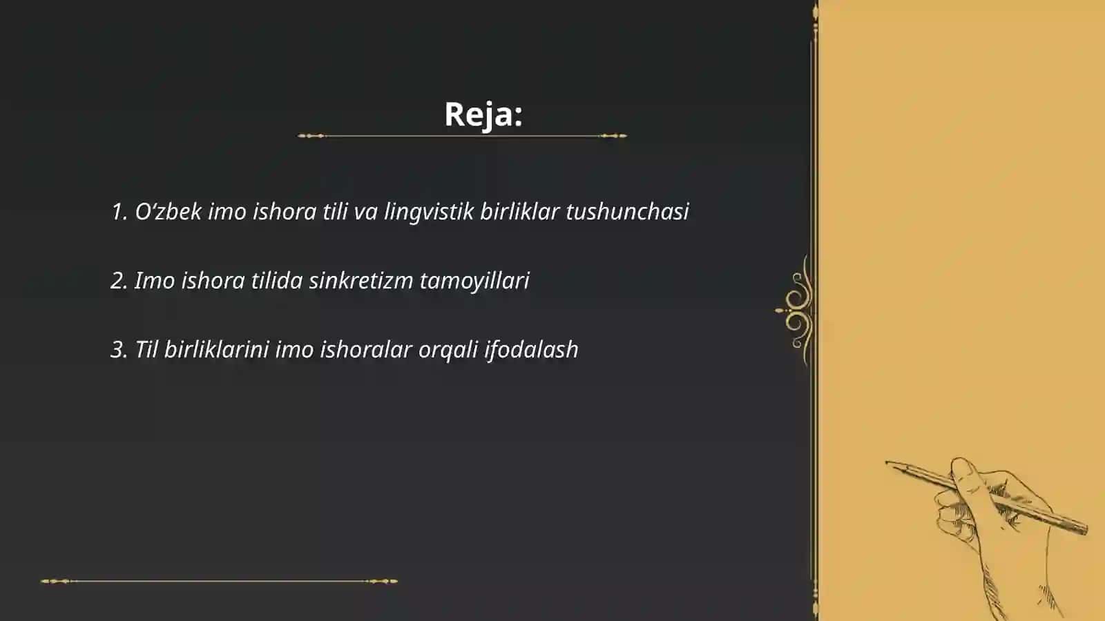 O‘zbek imo ishora tili lingvistik birliklarining sinkretizmi tamoyillari 2