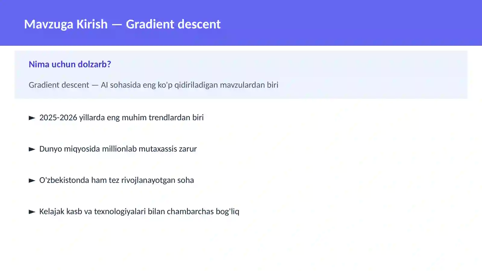 AI | DEEP LEARNING VA NEYRON TARMOQLAR 2