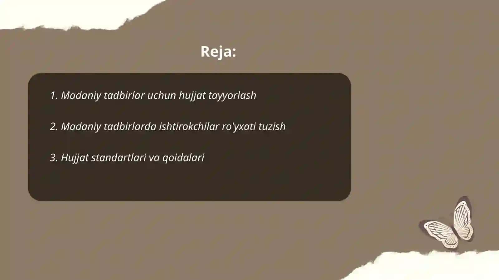 Madaniy tadbirlar uchun hujjat tayyorlash 2