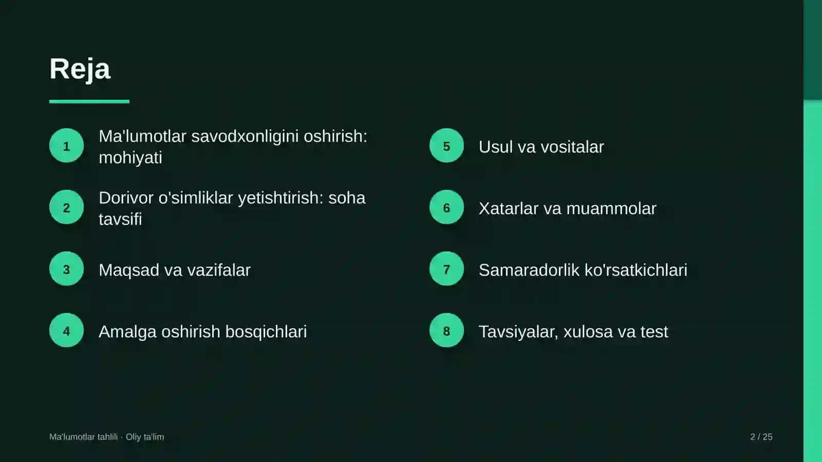 dorivor o'simliklar yetishtirishda xodimlarning ma'lumotlar bilan ishlash savodxonligini oshirish 1860 2