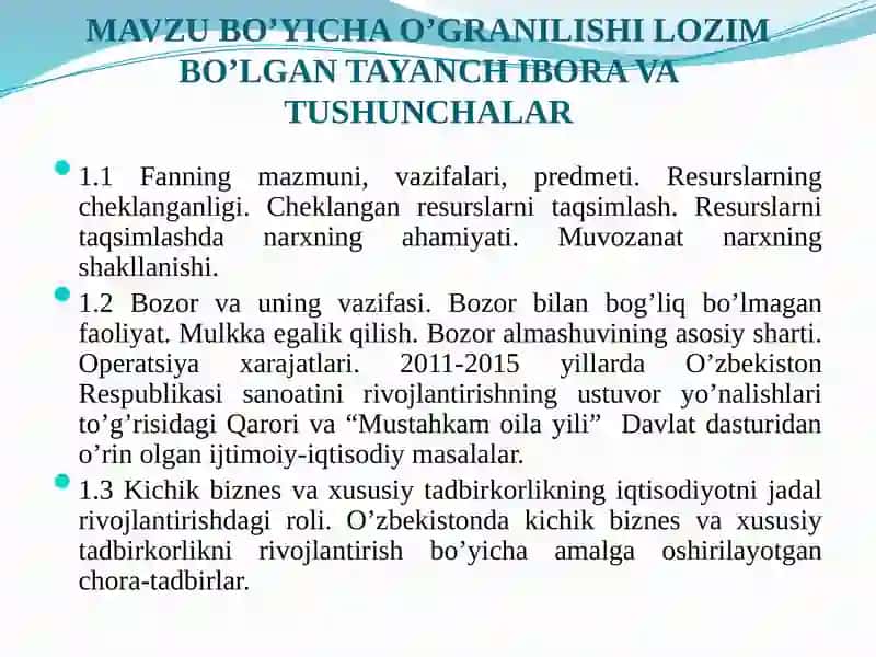 FANNING MAZMUNI, MAQSADI VA VAZIFALARI 2