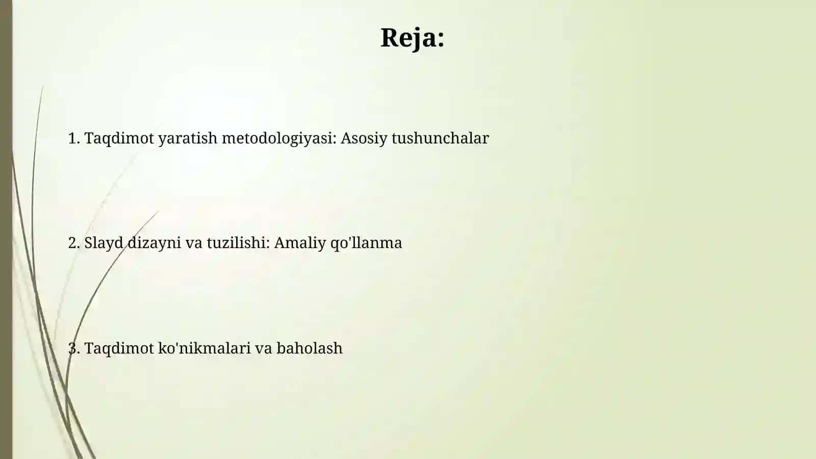 Taqdimot slaydlarini yaratish bo‘limini o'qitishmetodikasi 2