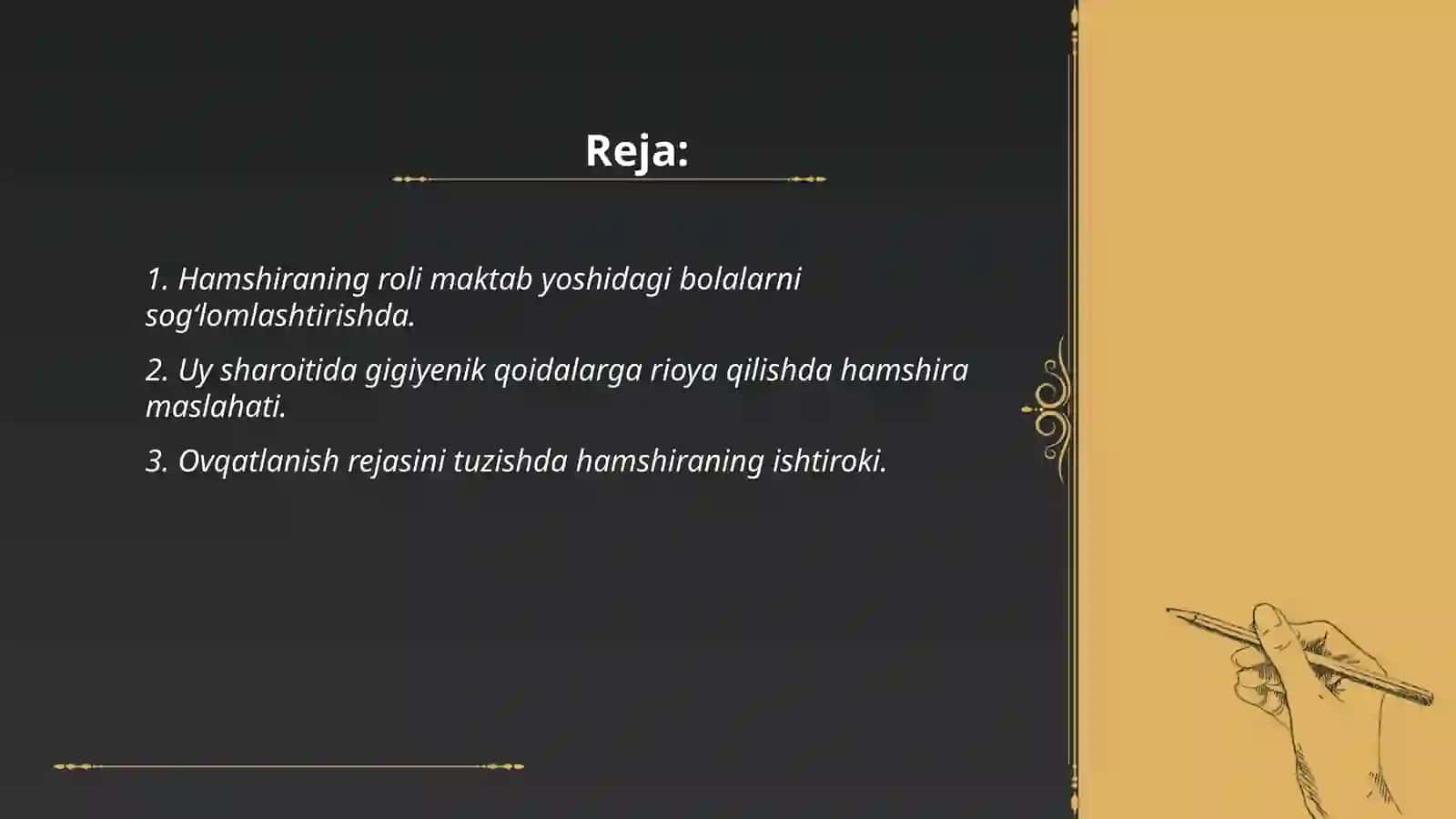 Maktab yoshdagi bolalarni salomatligini himoya qilishda hamshira o'rni uy muhiti va xavfsizlik 2