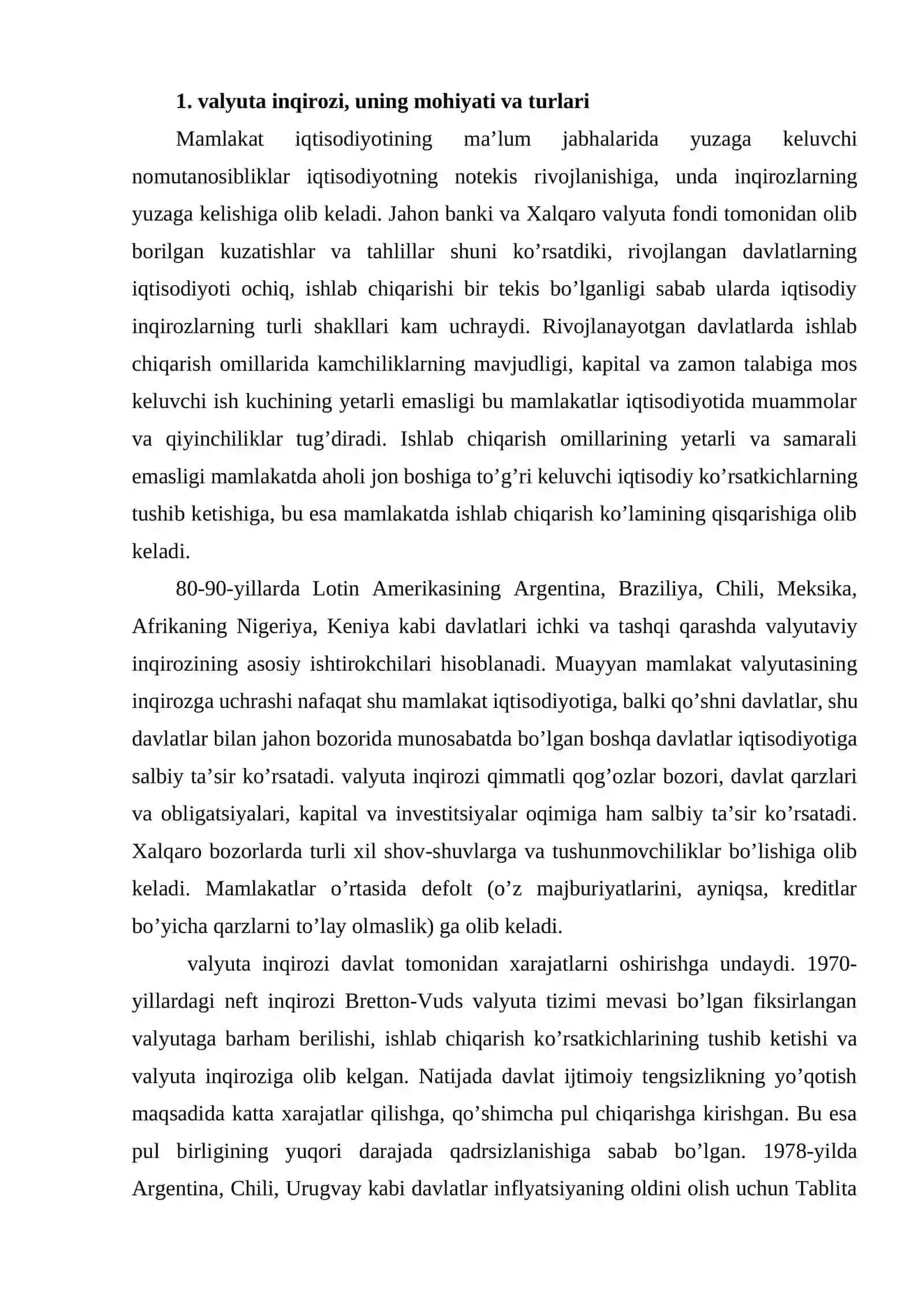 Valyuta inqirozlari va ularning shakllari 2