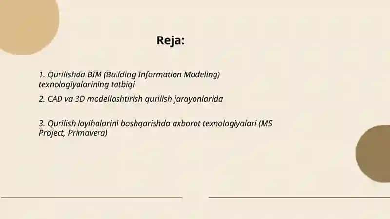 Qurilishda BIM (Building Information Modeling) texnologiyalarining tatbiqi 2