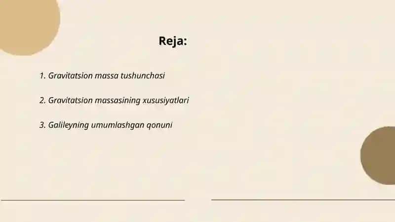 Gravitatsion massa va Galileyning umumlashgan qonuni 2