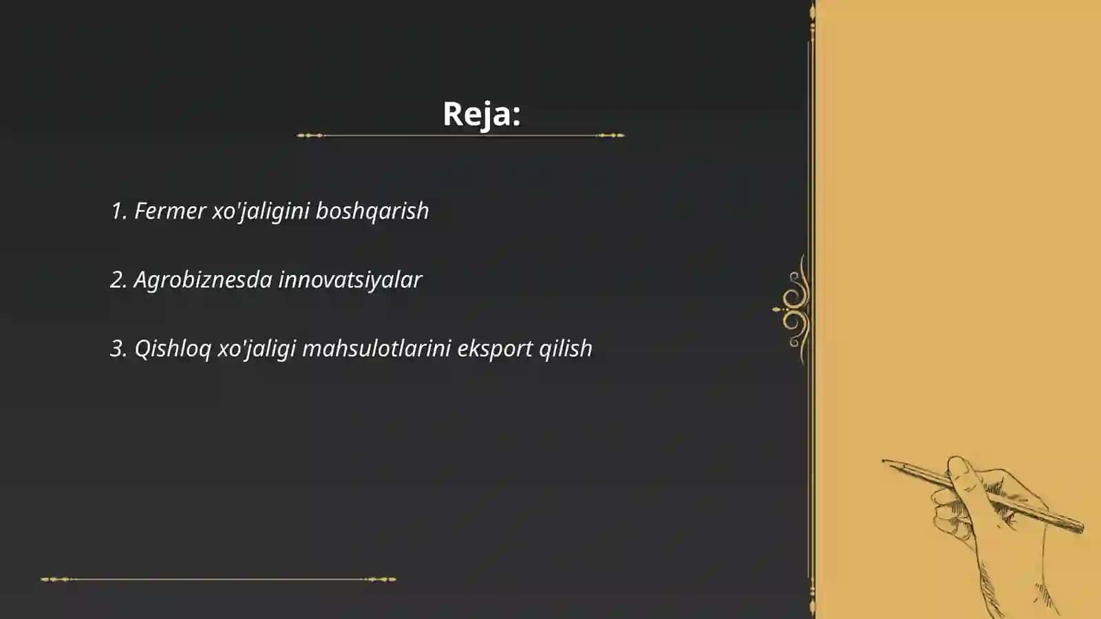 Tadbirkorlik faoliyati yoʻnalishlari: qishloq xoʻjaligi, moliya, ulgurji va chakana savdo, xizmatlar 2