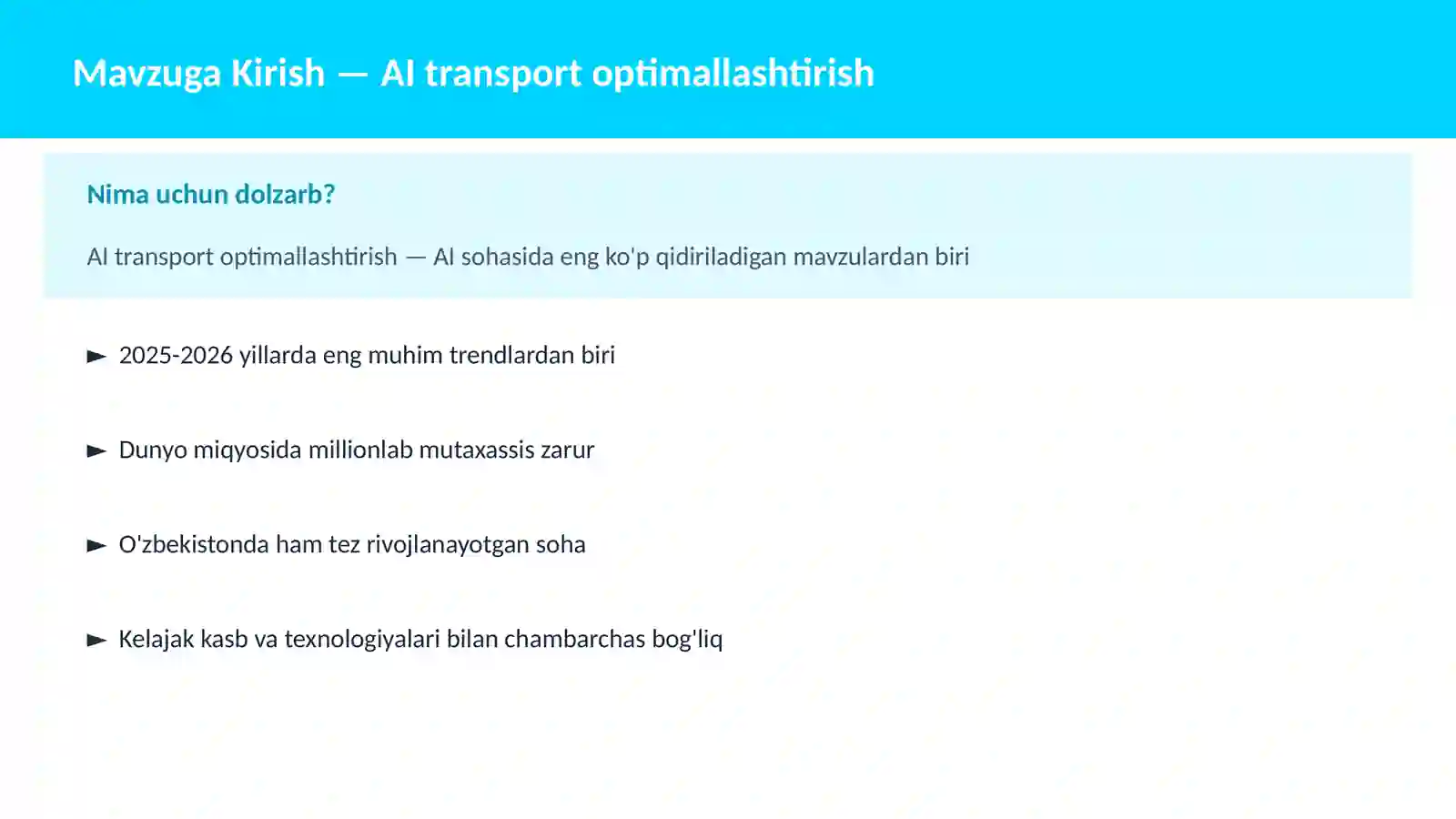 AI transport optimallashtirish 2