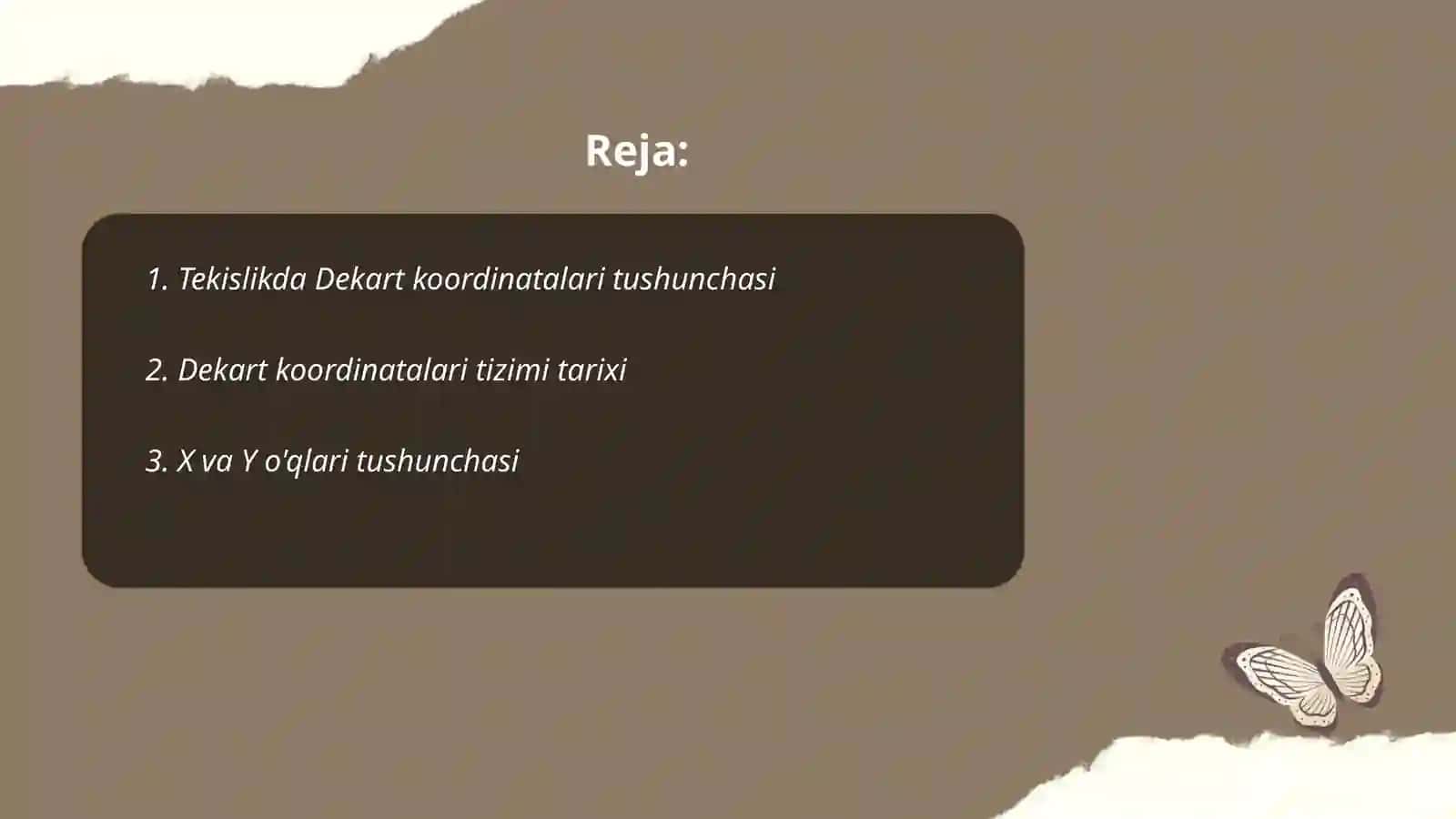 Tekislikda Dekart koordinatalari tushunchasi 2