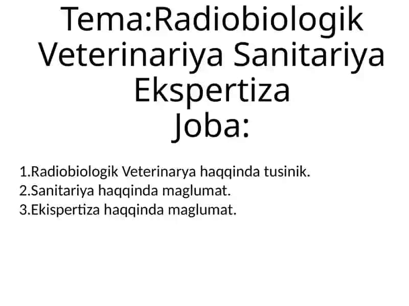 Radiobiologik Veterinarya haqqinda tusinik 2
