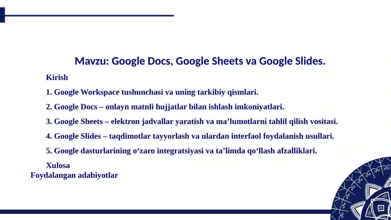 MUSTAQIL TA’LIM Seminar 2