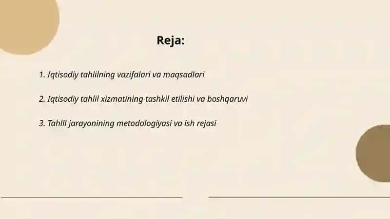 Iqtisodiy tahlilni tashkil etish va axborot manbalari 2