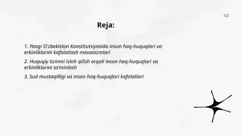 Yangi O'zbekistonda inson haq-huquqlari va erkinliklari kafolatining yaratilishi 2