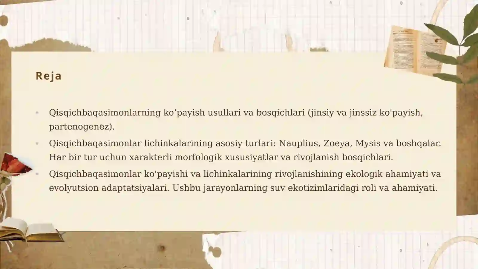 Qisqichbaqasimonlar ko'payishi va rivojlanishi 2