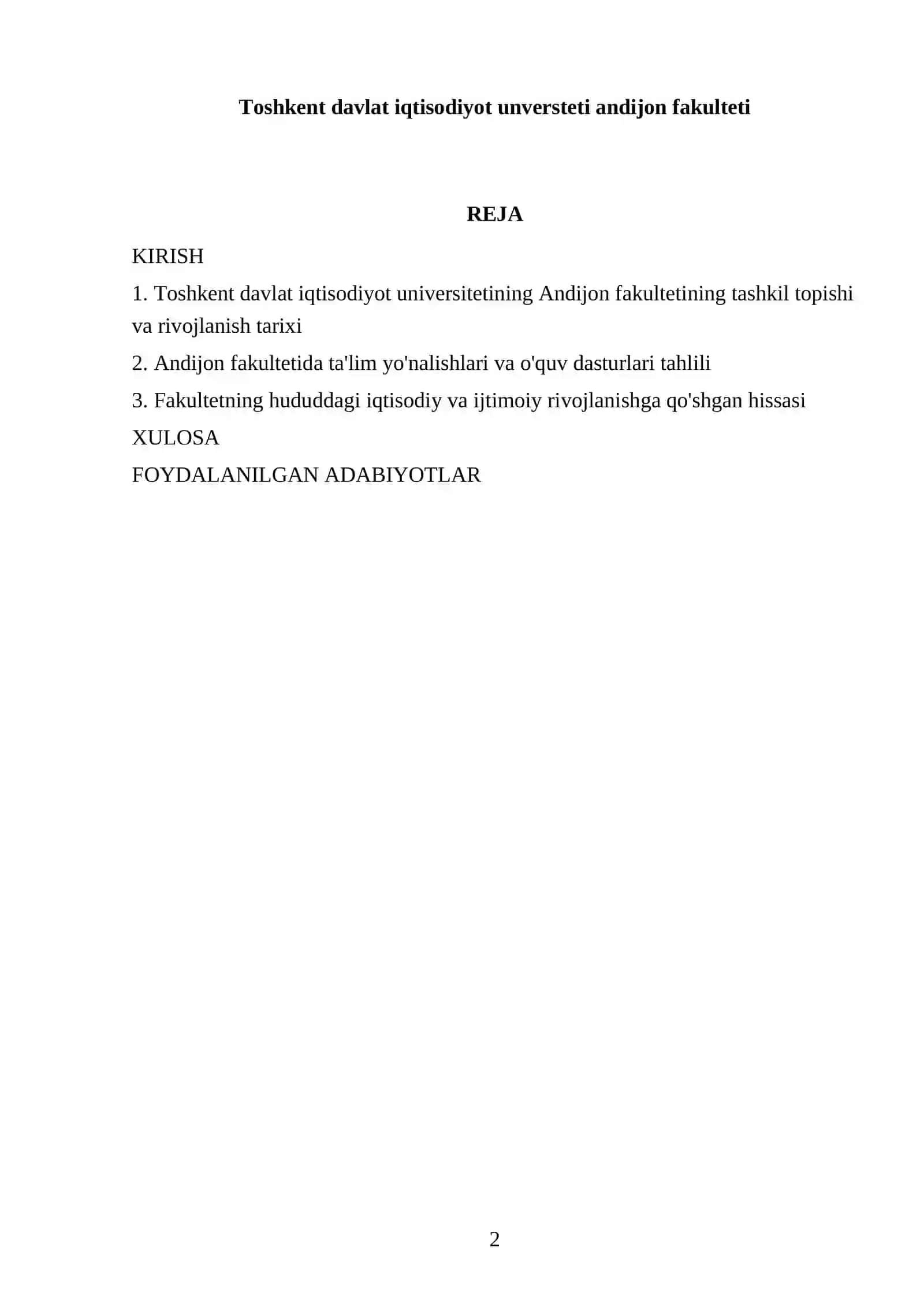 Toshkent davlat iqtisodiyot universteti andijon fakulteti 2