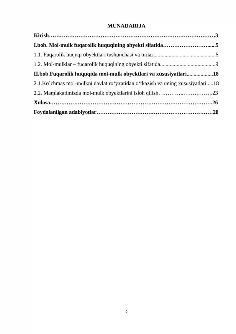 Fuqarolik huquqi obyektlari Kurs ishi 2