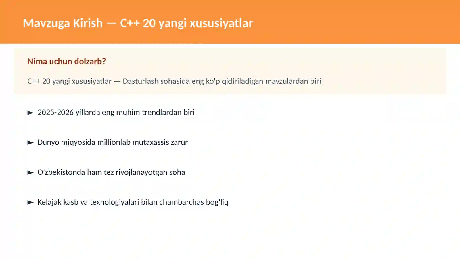 C++ VA TIZIM DASTURLASH 2