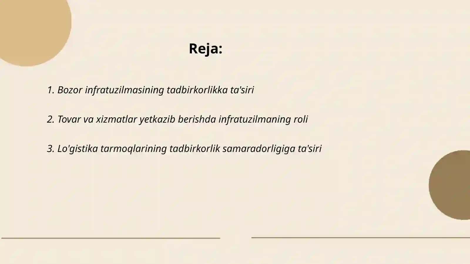 Bozor infratuzilmasining tadbirkorlikka ta'siri 2