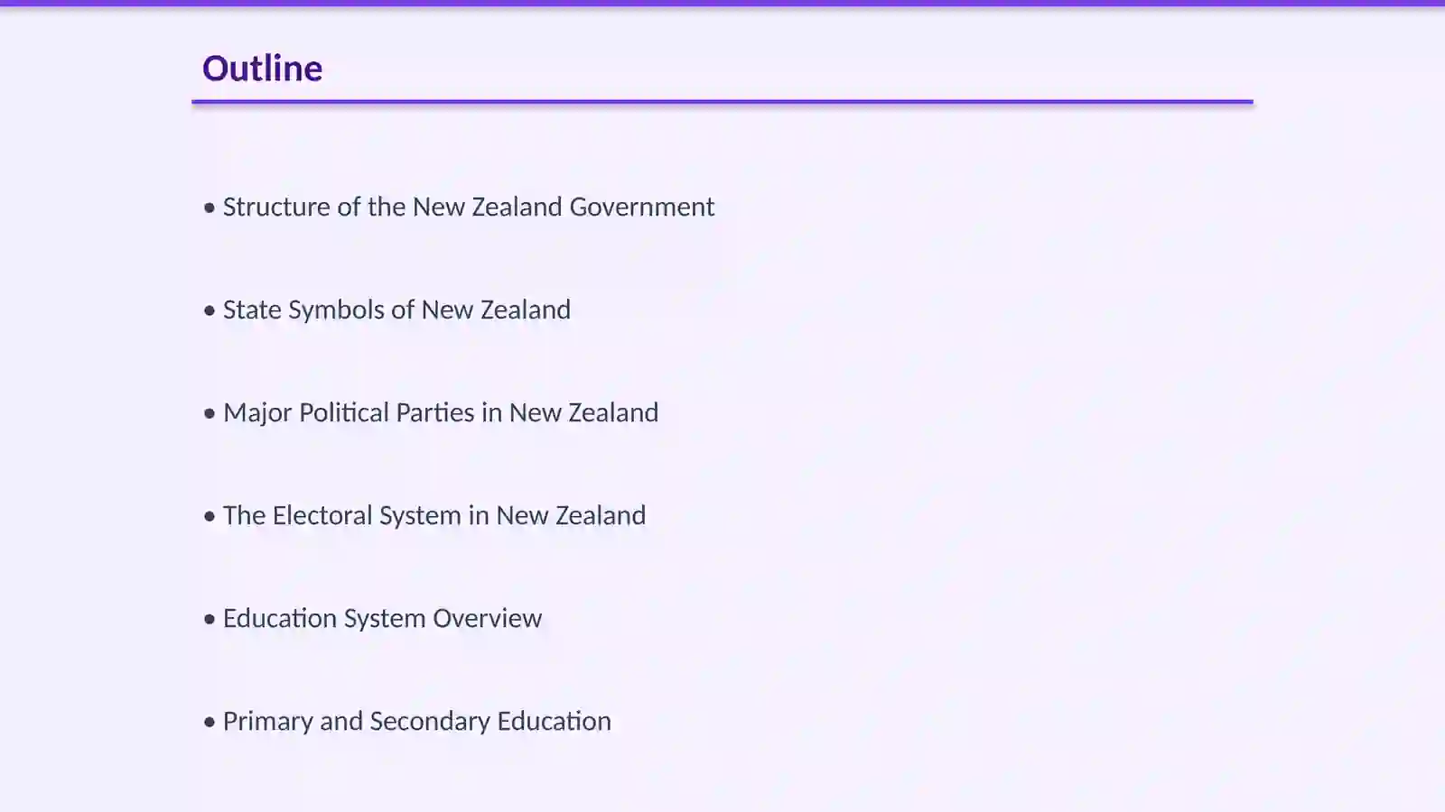 The Government, state symbols, political parties and education system of New Zealand 2